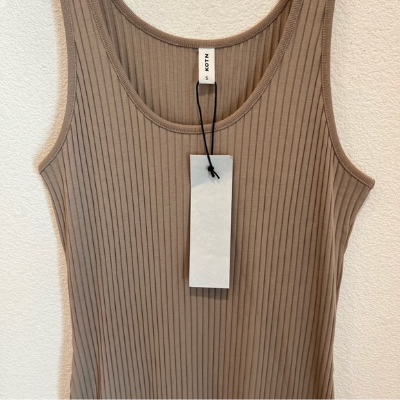 NWT Kotn Taupe Ribbed Midi Tank Dress Size Small - Picture 3 of 9